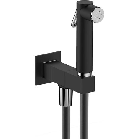 Sapho - Rubinetto a parete con doccetta bidet, quadrato, nero opaco SG108NE (1/5)