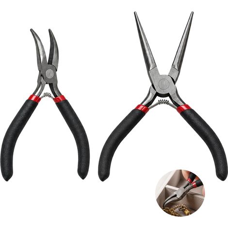 2 Mini-Pinces Ensemble de, Pince Droite et Pince Courbée, pincea bec, pincelongue, pincebec long, pour Bijoux, Électronique, Bricolage et Modélisme, Petit et raffiné, portable et facile à ranger (1/5)