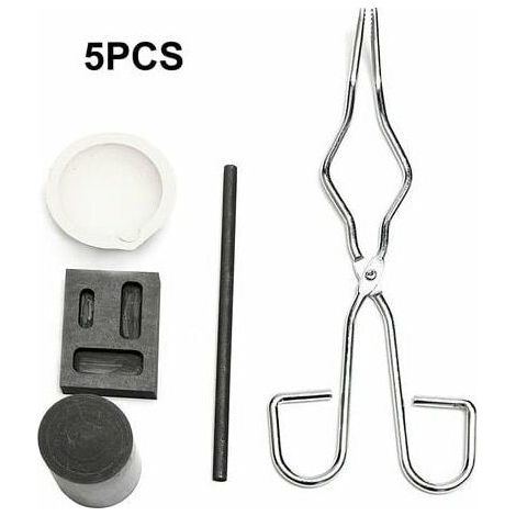 5-teiliges hitzebeständiges Barrenform-Set zum Einschmelzen von Gold und Silber, Schmuck-Schrott-Raffinationsofen-Set, Metallschmelzen, Goldschmiedeset, Graphittiegel für Gießereien zum Schmelzen (C-C