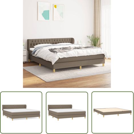 The Living Store Boxspringbett mit Matratze Taupe 180x200 cm Stoff - Boxspringbett - Doppelbett - Bettenrahmen - Lattenrost - Massivholzbette (1/5)