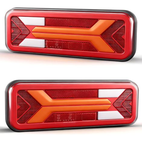 2 Jeu De Feux Arrière LED Pour Remorque 12V 24V IP67 Étanches Avec Feux Stop Clignotants Position Recul Et Antibrouillard Pour Camion Caravane Fourgon Tracteur (1/5)