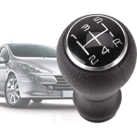 Nazalus-Sale Schaltknauf, 5-Gang-Schaltgetriebe für Citroen C1 C3 C4 / für Peugeot 106 107 205 206 207 306 307 308 309 405 406 407 508 605 607 806 807 Chrom
