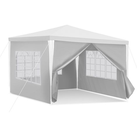 Wolketon Partyzelt Festzelt 3 x 3 m in weiß PE Plane Wasserdicht UV Schutz Gartenzelt