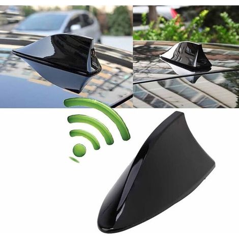 Antena de aleta de tiburón universal para coche con señal de radio AM/FM, base impermeable (negra) (1/3)