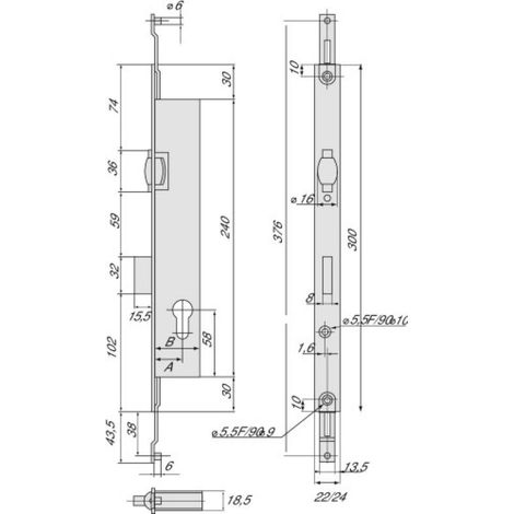 Stremler – Serrure électrique 3 points pêne dormant à rouleau – Coffre acier zingué 240mm – Têtière inox – Course tringles 16mm (1/5)