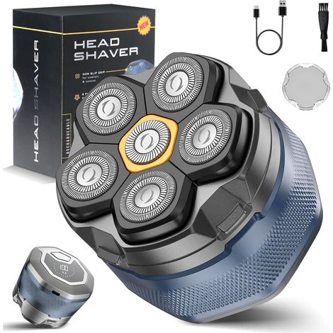 Afeitadora para cabeza de hombre, afeitadora eléctrica para hombre, afeitadora de cabeza 6D para hombre, resistente al agua IPX7 para uso en seco y húmedo, afeitadora inalámbrica para cabeza, adecuada (1/5)