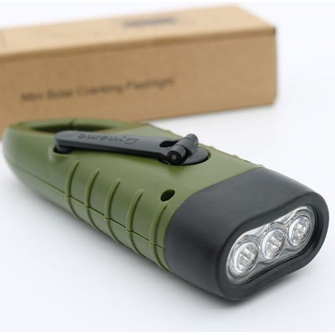 Wiederaufladbare Solar-Taschenlampe (1 Packung), Handkurbel-Taschenlampe mit LED-Notlichtgenerator