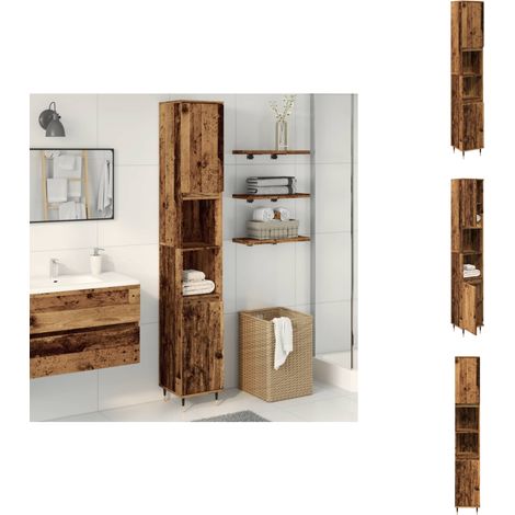 Armoire de salle de bain vieux bois 30x30x190cm bois ingénierie - Armoire De Salle De Bain - Armoires De Salle De Bain - Armoire - Meuble De Salle De Bain (1/5)