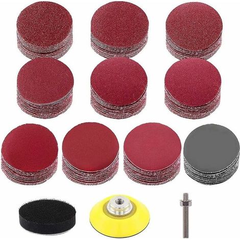 103 Pièces Disques Abrasifs 50mm Disques Papier Abrasif Grain 80 120 180 240 320 400 600 1000 2000 3000 Kit de Ponçage Disques Abrasifs 2 Pouces (1/5)