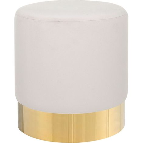 Puf reposapiés de terciopelo rosa con dorado redondo moderno glamour Sophia (1/5)