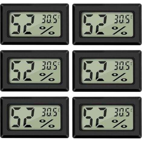 Termometro-igrometro digitale portatile con display LCD – 6 pezzi, misura da -50 a 70 °C e da 10 a 99% di umidità relativa, compatto e preciso (1/4)