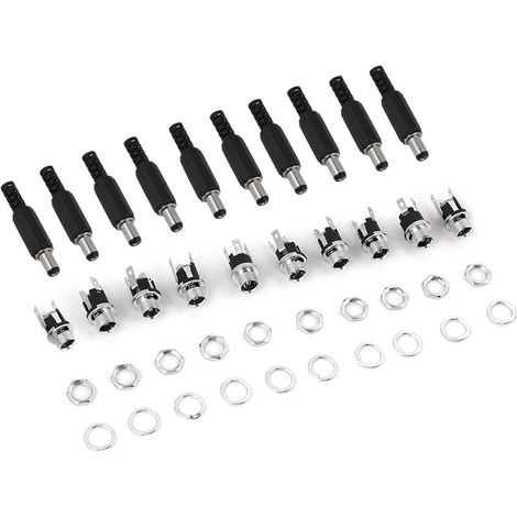 10 paires de connecteurs jack adaptateurs d'alimentation CC 12 V mâles et femelles 2,1 x 5,5 mm (1/5)