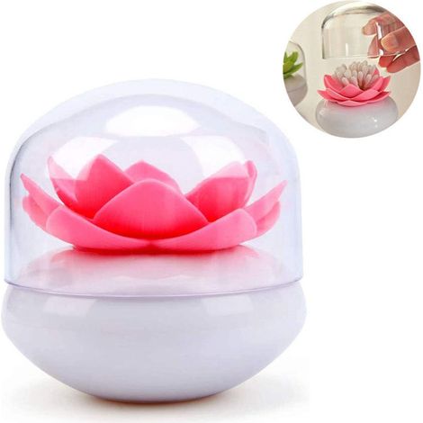 Boîte de rangement pour cotons-tiges en forme de lotus, rangement cosmétique, boîte à cure-dents, décoration de salle de bain (1/4)