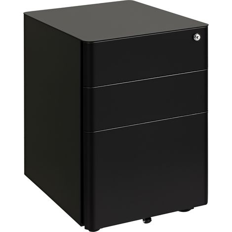 Lockable Filing Cabinet, 3 Drawer, 39 x 48 x 59 cm, Black (1/5)