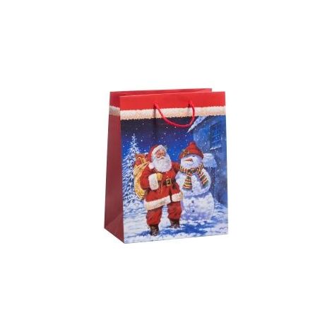 Duni Geschenktüte Christmas Kitty blau/rot 17,8 x 22,9 cm