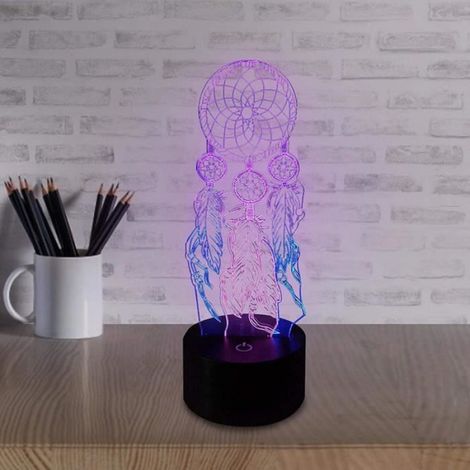 A-B Veilleuses 3D pour Enfants Adultes, veilleuse de Charge USB à Illusion Optique avec 7 Couleurs, capteur de rêves innovant à,106 (1/4)