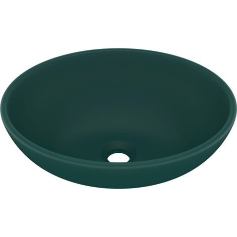 Lavabo ovale de luxe Vert foncé mat 40x33 cm Céramique (1/5)
