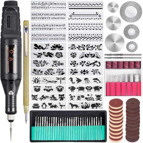108 Pcs Electric Engraving Tool Set with Multifunction Cord - Mini Engraver,XU- DIY Rotary Tool Kit (EU Plug)- (1/5)