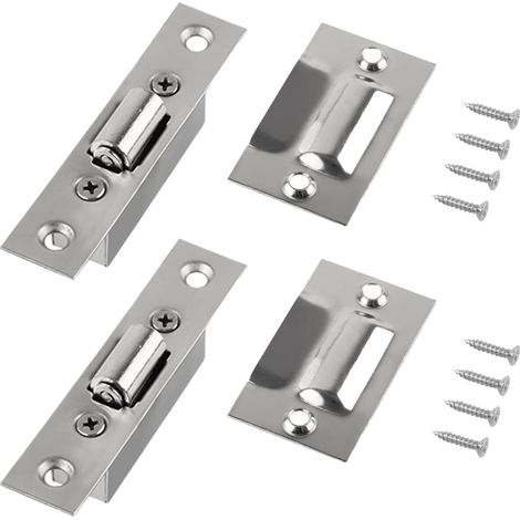 2 Pièces Loquet à Rouleaux de Porte en Acier Inoxydable Loqueteaux à Billes 20 mm avec Vis DissimuléS Accessoires de Porte pour Chambre à Coucher Salle de Bain de Cuisine (1/5)