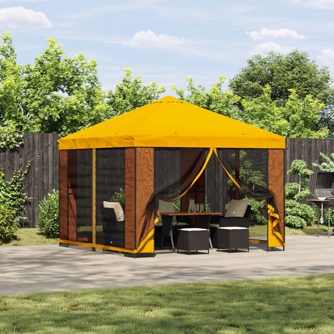 vidaXL Gazebo 3 x 3 m Giallo Poliestere e Acciaio 190 gsm
