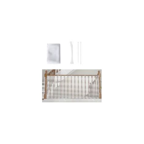 Filet de Sécurité Bébé et Chat pour Balcon Escalier, 300x79 cm, Maille Robuste Réglable, Barrière de Protection Blanche (1/4)
