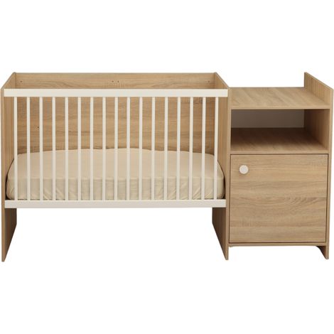 Lit combiné BABY PRICE UP 120x60 cm - Evolutif en 90x190 - Avec porte - Décor chene doré
