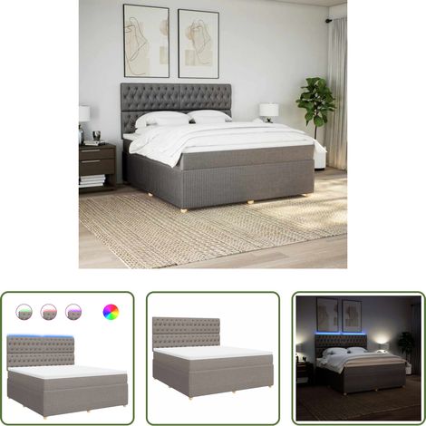 vidaXL LED-Beleuchtung - Boxspringbett mit Matratze Taupe 180x200 cm Stoff (1/5)