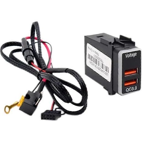 Chargeur de voiture avec port USB, connecteur de charge rapide USB QC3.0 et indicateur de tension. (1/5)