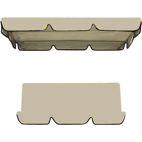 Ensemble de housse de coussin et d'auvent pour balancelle- rechange imperméable avec protection UV (beige)142 x 120 x 18 cm (1/5)