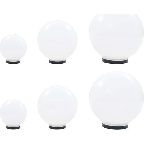 6 Stk. LED-Gartenleuchten-Set Kugelförmig 20/30/40 cm PMMA