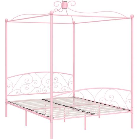 vidaXL Metall-Baldachinbett Rosa 180x200 cm