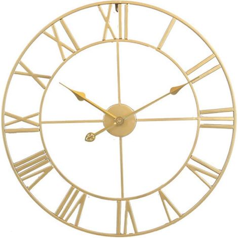 MINKUROW Grande Orologio Da Parete Rotondo In Metallo Stile Vintage Silenzioso Non Ticchettio A Batteria 40 Cm Oro Numeri Romani Orologi Per Soggiorno Camera Da Letto Cucina Decorazione (1/4)