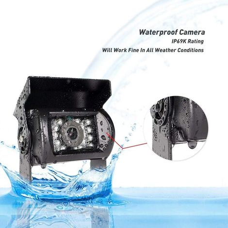 MUMU 4 Pin Connector Backup Camera for Bus Truck Trailer Waterproof 18 IR LED Night Vision