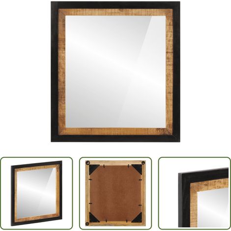 vidaXL Miroir bois - Miroir de salle de bain 55x1x60cm verre et bois massif manguier (1/5)