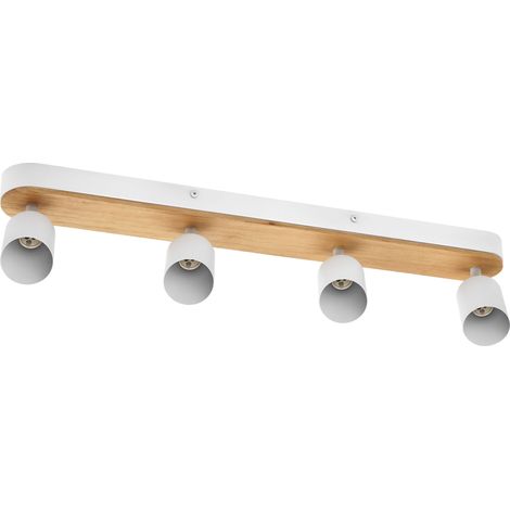 OSRAM OSRAM LED Spot Ligne Bois Plafonnier 4x GU10, Décor Blanc/Bois, Acier/Bois de caoutchouc, orientable, IP20, Intérieur