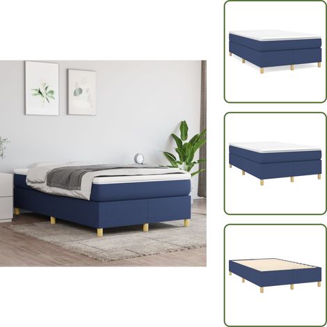Boxspringbett mit Matratze Blau 120x200 cm Stoff - Boxspringbett - Doppelbett - Betten Blau - Liegekomfort - Matratze (1/5)