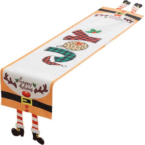 Chemin de table de Noël avec de jolis motifs festifs, nappe attrayante, décoration pour salle à manger, bureau ou caisse, onglet JOY singleayer (1/5)