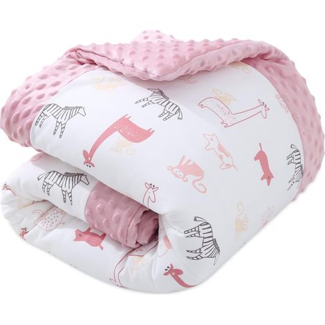 Couverture pour Bébé,110 x 140cm Coton Couverture pour Enfants Hiver Couverture à Double Face(Monde Animal) (1/5)