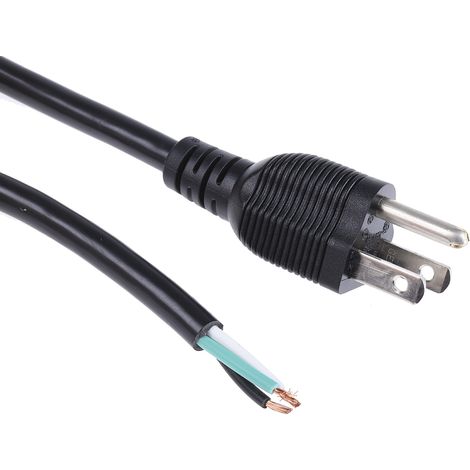 Câble d'alimentation, Noir, Connecteur Sans bornes vers NEMA 5-15P, fiche mâle américaine, 125 V / 6 A, 2m ( Prix pour 1 )