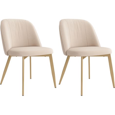 Set di 2 sedie da pranzo/cucina 50×47×80 cm con schienale alto in velluto per sala da pranzo, soggiorno, bar, beige