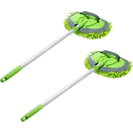 2-in-1 Autowaschmopp mit langem Stiel, ausziehbarer Mikrofaser-Chenille-Autowasch-Staubbürste 24-46 (1/2)