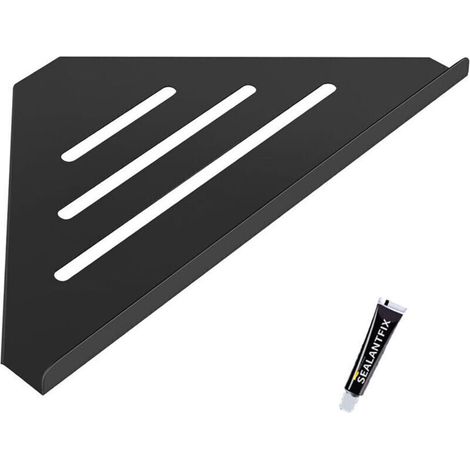 Schwarze Eck-Duschablage (30,5 x 19,4 cm), kein Bohren erforderlich, Badezimmerablage aus Edelstahl 304 für Seife und Shampoo (1/4)