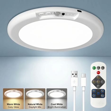 Lampe de penderie sans fil à piles, rechargeable, variateur d’intensité, télécommande, minuterie et détecteur de mouvement. Blanc, elle éclaire en douceur placards, dressing et espaces sombres. (1/5)