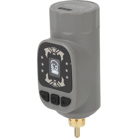 Nécessaire de tatouage sans fil 1600mAh avec interface RCA, pile rechargeable pour machine à tatouer stylo, affichage numérique, couleur grise, batterie portable. (1/5)