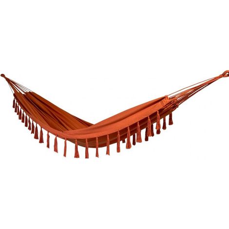 Hamac double orange avec pompons