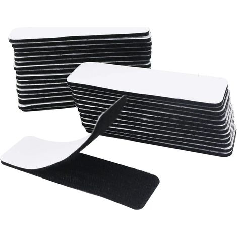 Lot de 30 bandes auto-agrippantes adhésives, 30 x 100 mm, ruban double face extra fort avec crochets et boucles, pattes adhésives pour sol, porte, métaux et miroir (1/5)