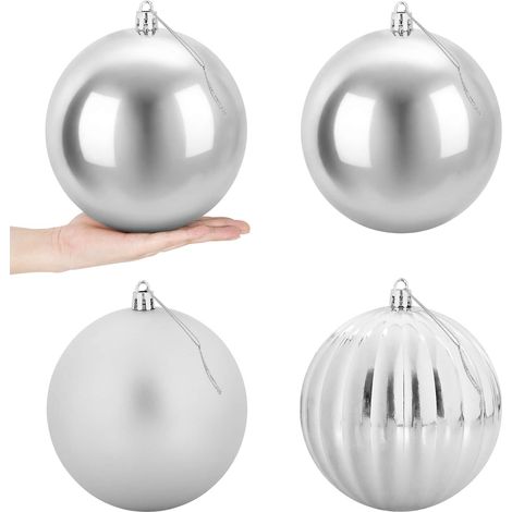 Weihnachtskugel-Set XXL 4 stk. Silber Ø 20 cm Kunststoff vidaXL (1/5)