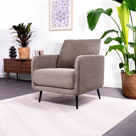 Designer-Sessel EMMA aus Cord in Taupe (1/5)