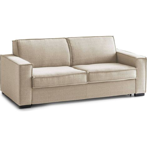 Talamo Italia Festes Sofa Adriana, 2-Sitzer-Sofa, 100% Made in Italy, Wohnzimmersofa aus Stoff, mit Standard-Armlehnen, Cm 180x95h90, Beige