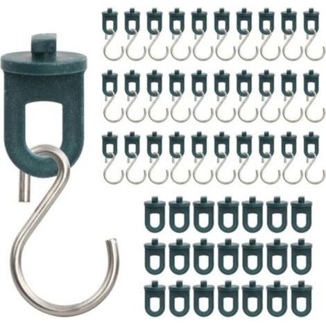 Clips et crochets pour serre – 50 clips en plastique – 30 crochets en S en acier inoxydable (1/4)